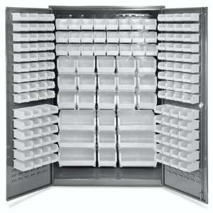  48 x 24 x 78 Bin Storage Cabinet with Shelves   168 Clear 
