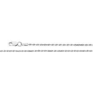  14k White Gold Diamond Cut Rope Chain Bracelet 7 Inch 