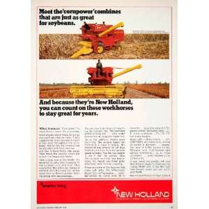  1968 Ad New Holland Sperry Rand Soybeans Combine Beans 