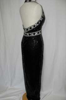 250 SEQUIN black silver COCKTAIL EVENING PARTY MAXI trophy drag queen 