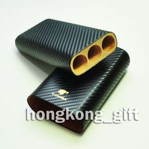 Cohiba Cigar Case Black Carbon Fibre Wooden Box Travel Box Kit Free 