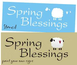 Stencil Spring Blessings Primitive Sheep Easter Signs  