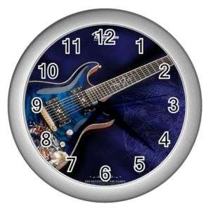 Graphic Guitars Wall Clock Silver GIFT DECOR COLLECTOR  