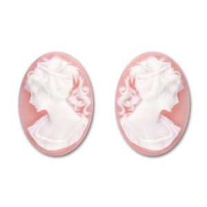  13x18mm Resin Woman Oval Cameo Set   White and Peach 