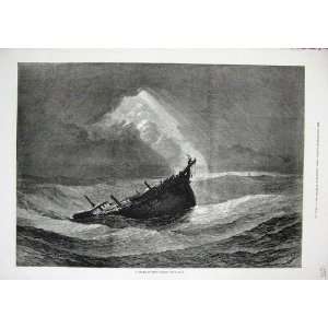  1875 Read Fine Art Ship Sinking Stormy Sea Sunlight