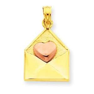   Gold Two tone Gold 3 D XOXO Envelope with Heart Pendant Jewelry