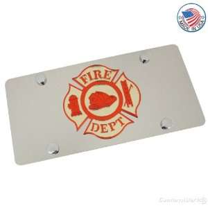  Fire Department Logo On Polished License Plate Automotive