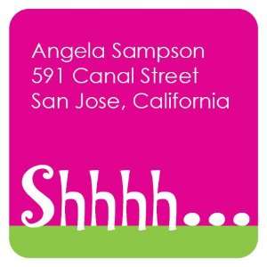  Shhhh Pink And Green Square Return Address Labels 