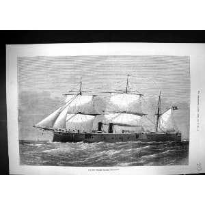  1877 Antique Print New Turkish Ironclad War Ship 