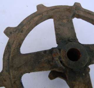 Vintage Industrial Machine Age Cast Iron Steampunk Wheel 2 Gears w 