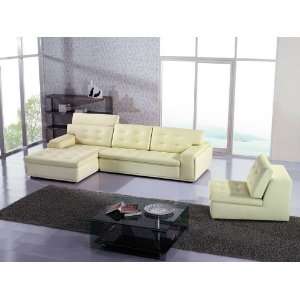  New 3pc Contemporary Leather Sectional Sofa #AM L825 