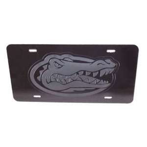   Black Mirror License Plate W/Frosted Gator Head