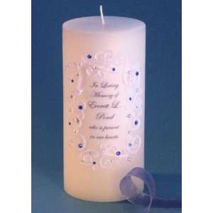   Blue Swarovski Crystal Piazza Lace Memorial Candle