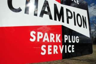 OLD STYLE CHAMPION SPARK SERVICE PLUG BOWTIE VINTAGE TYPE FLANGE SIGN 