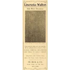 1904 Ad Fr. Beck Lincrusta Walton Relief Floral Wall Hangings Friezes 