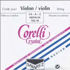  Corelli Crystal Violin Strings, A, Medium 4/4 Size 