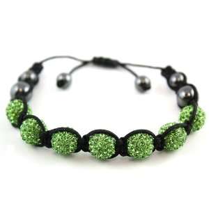 Shamballa Bracelet Band Wristband Crystal Beads Disco Balls Green