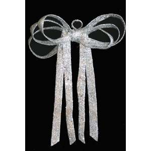 2011 Christmas Bow Ornament  Silver Glitter 8 x 10 