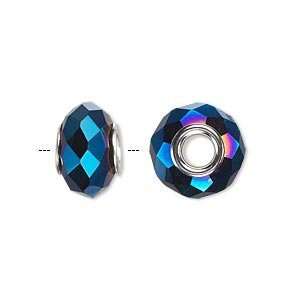  #7242 Bead, Dione™, glass and silver plated brass grommet 