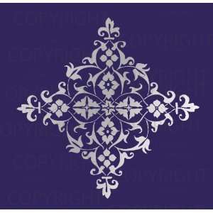  Large Wall Damask Faux Mural Design #1014, Stencil Size 12 