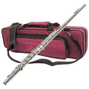  Nickel Plated C Flute with Burgundy Case Musical 