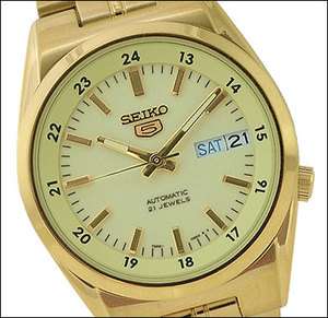 Seiko 5 Automatic Gold ton Lumbrite Mens Watch SNK578 029665154309 