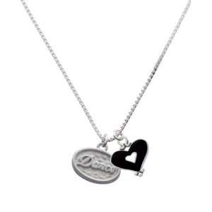  Dance   Oval Seal and Black Heart Charm Necklace Jewelry