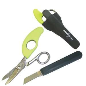 Electrician Notch, Serrated Splicer Scissors and Knife Set in PVC Belt 