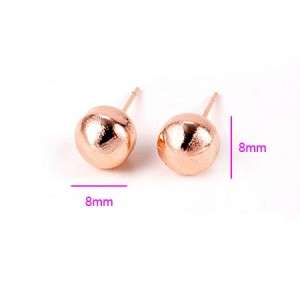 EARRINGS stud 8mm ball bead 18k rose gold filled GF new 9k 14k 24k 