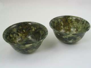 Two Jade Bowls in a Decorative Box   Pure Jade  