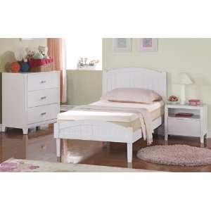Style Cottage Twin Size Bed With Headboard And Footboard In White Wood 