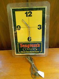 Vintage Seagrams Coolers Electric Wall Clock   For Restoration  