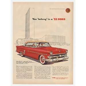  1953 Red Ford Crestline You Belong Print Ad (16970)
