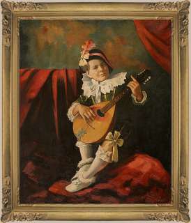 ORIGINAL OIL PAINTING OF YOUNG RUSSIAN MANDOLIN PLAYER  