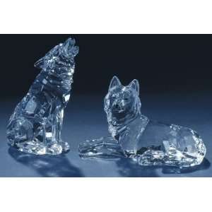 Pack of 4 Icy Crystal Seated Howling & Laying Down Wolf Animal Figures 