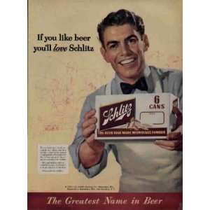   like beer  Youll Love Schlitz  1954 Schlitz Beer Ad, A2236