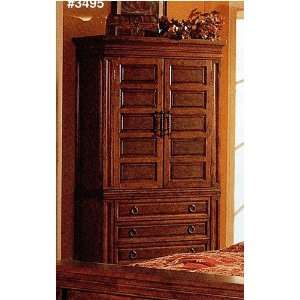   Rich Brown Finish Solid Wood TV Armoire Stand Furniture & Decor