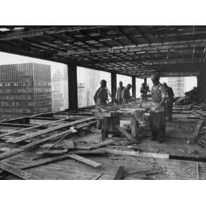  Workers During Construction of Seagrams Building Stretched 