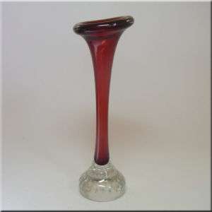Swedish Aseda Red Glass Jack In The Pulpit/Bone Vase  
