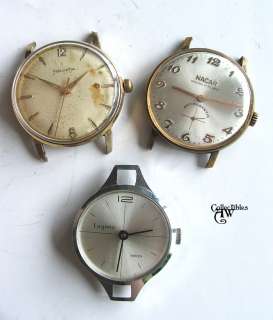 Vintage Helvetia, Nacar and Lugano Mens Wrist Watch Movements LOT 