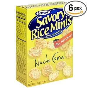 Sesmark Savory Rice Minis, Nacho Corn, 5.25 Ounce Boxes (Pack of 6 
