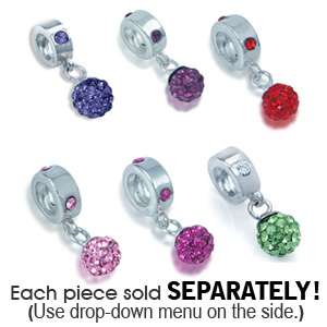 Crystal Ball 925 Sterling Silver European Bead Charms  