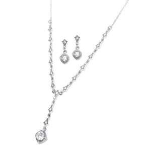  Dainty Renaissance Crystal Necklace Earring Set Jewelry