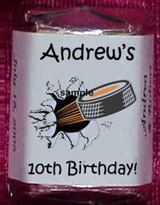 HOCKEY puck Birthday Candy SPORTS Personalized Wrappers Party Favors 