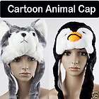   Animal Wolf/Penguin Cute Fluffy Plush Warm Hat Cap Scarf Earmuff Soft