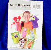 Butterick 4209 Soft Hand Puppet Patterns 7 Cute Animals  