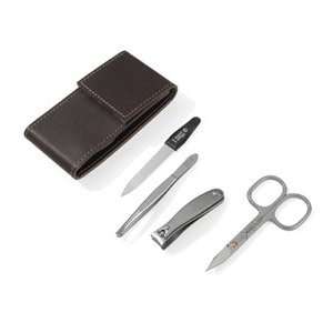   Stainless Steel Manicure Set for Men in Leather Case. Made in Germany