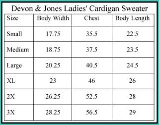Devon & Jones Ladies Stretch Classic Cardigan Sweater S,M,L,XL,2X,3X 
