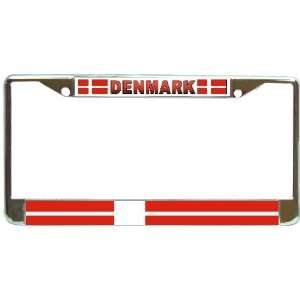  Denmark Danish Flag Chrome License Plate Frame Holder 