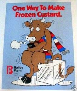 1980s Bailey Farm Original Comic Dairy Sign/ Old Stock  